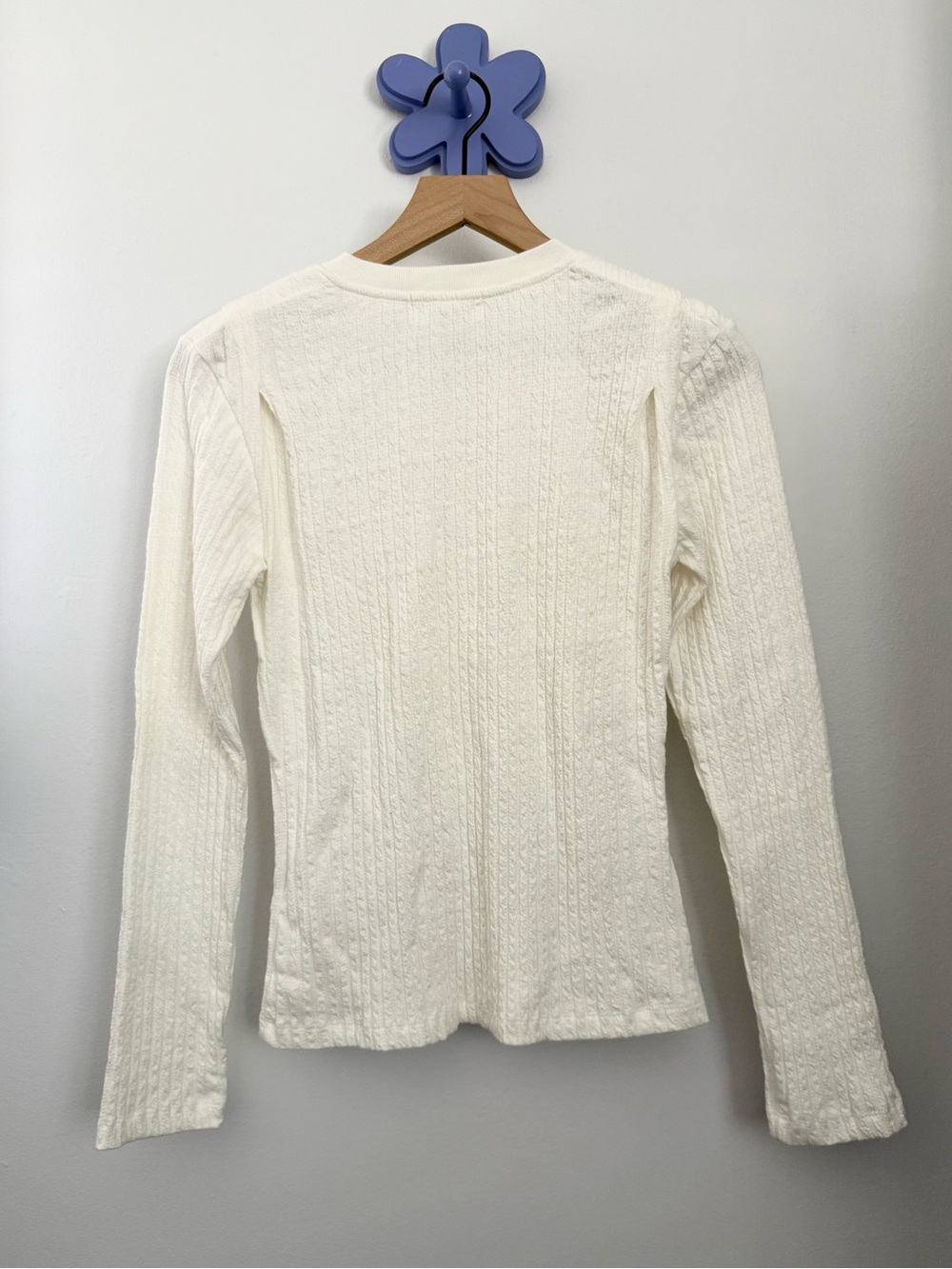 Nation LTD XS Ivory Cable Knit Long Sleeve Gold Button Shoulder Classy Old Money - Picture 4 of 7